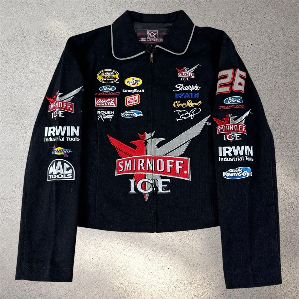 Vintage NWOT JH Design Smirnoff Racing Jacket Sz Small NASCAR Crop Fit